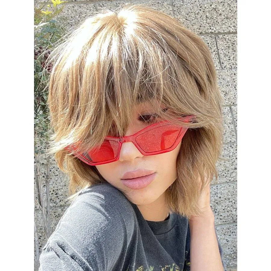 12" Luxe Pixie Silk Top Wig #12 Warm Light Brown Wavy w/ Full Highlight & Bang Cut