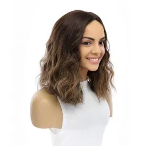 14" Emerald Silk Top Topper Dark Brown Balayage Wavy