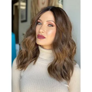 19" Nicole Silk Top Wig Medium Brown Babylight w/ Full Rooting