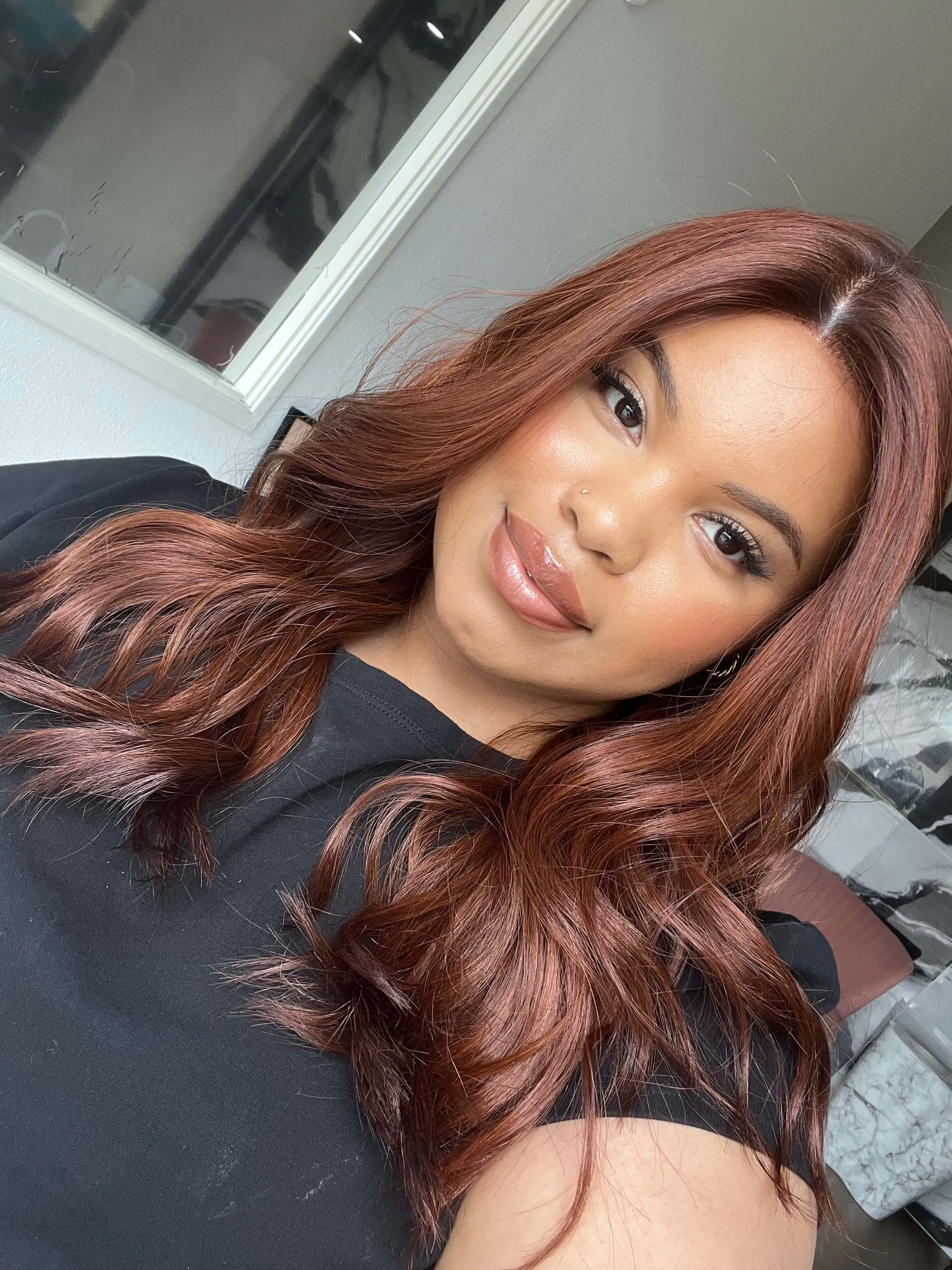 22" Reese Silk Top Wig Chili Red w/ Partial Rooting