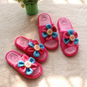 Big Flower Cartoons Parent Plush Home Slippers UGG Style