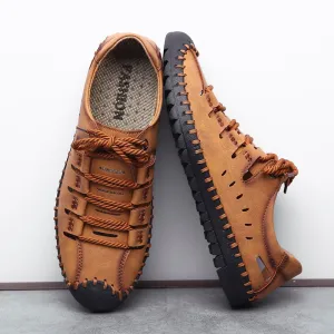 Black Penny Loafers Leather Shoes Men Flats Moccasins Hollow Shoes