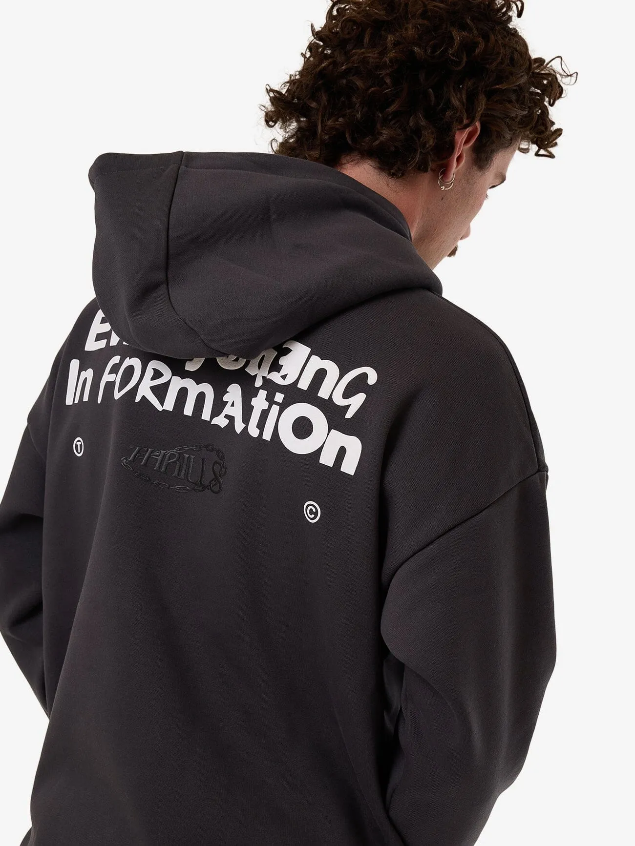 Chain Of Formation Cropped Slouch Pull On Hood - Dark Charcoal