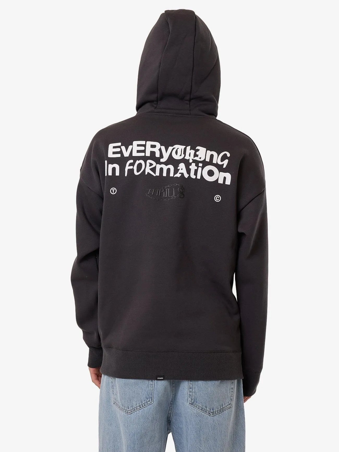 Chain Of Formation Cropped Slouch Pull On Hood - Dark Charcoal