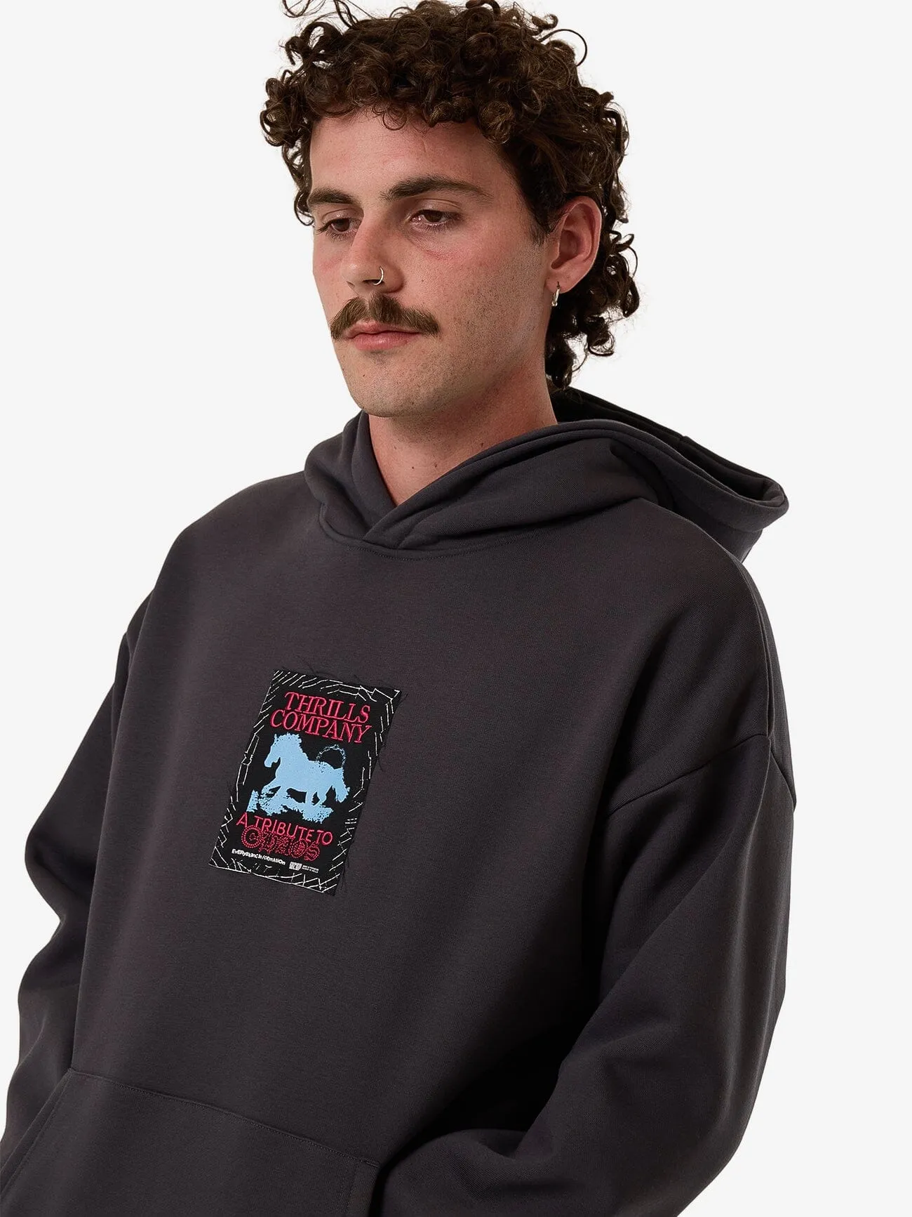 Chain Of Formation Cropped Slouch Pull On Hood - Dark Charcoal