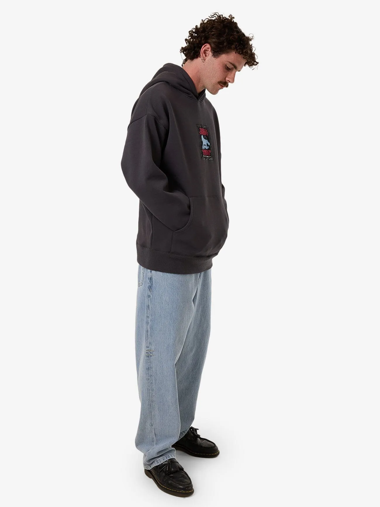 Chain Of Formation Cropped Slouch Pull On Hood - Dark Charcoal
