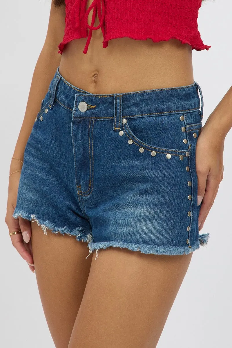 Denim Micro Shorts Stud detail