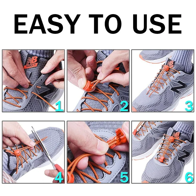 Elastic Shoelaces Round Locking No Tie Shoe Laces