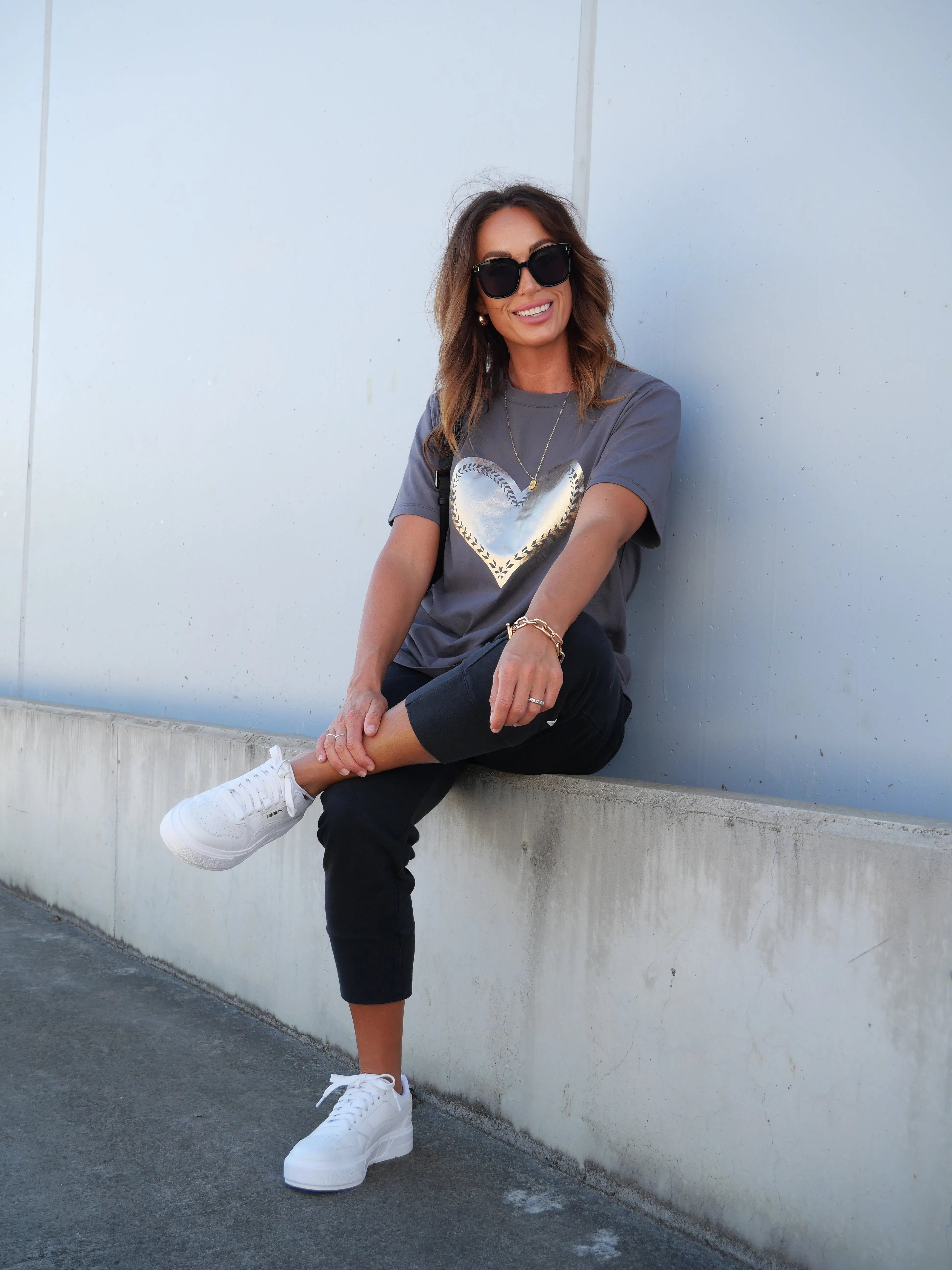 Elm Hearts Fancy Heart Tee Washed Black