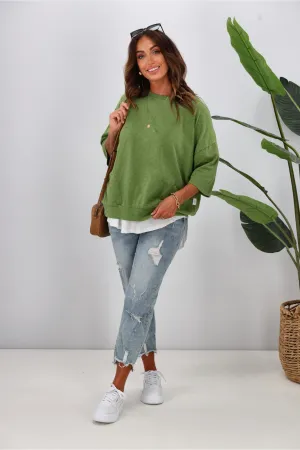 Elm Mazie Sweat Cedar Green