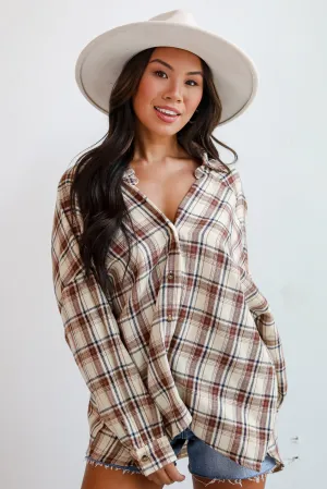 FINAL SALE - Adorably Classic Beige Plaid Flannel