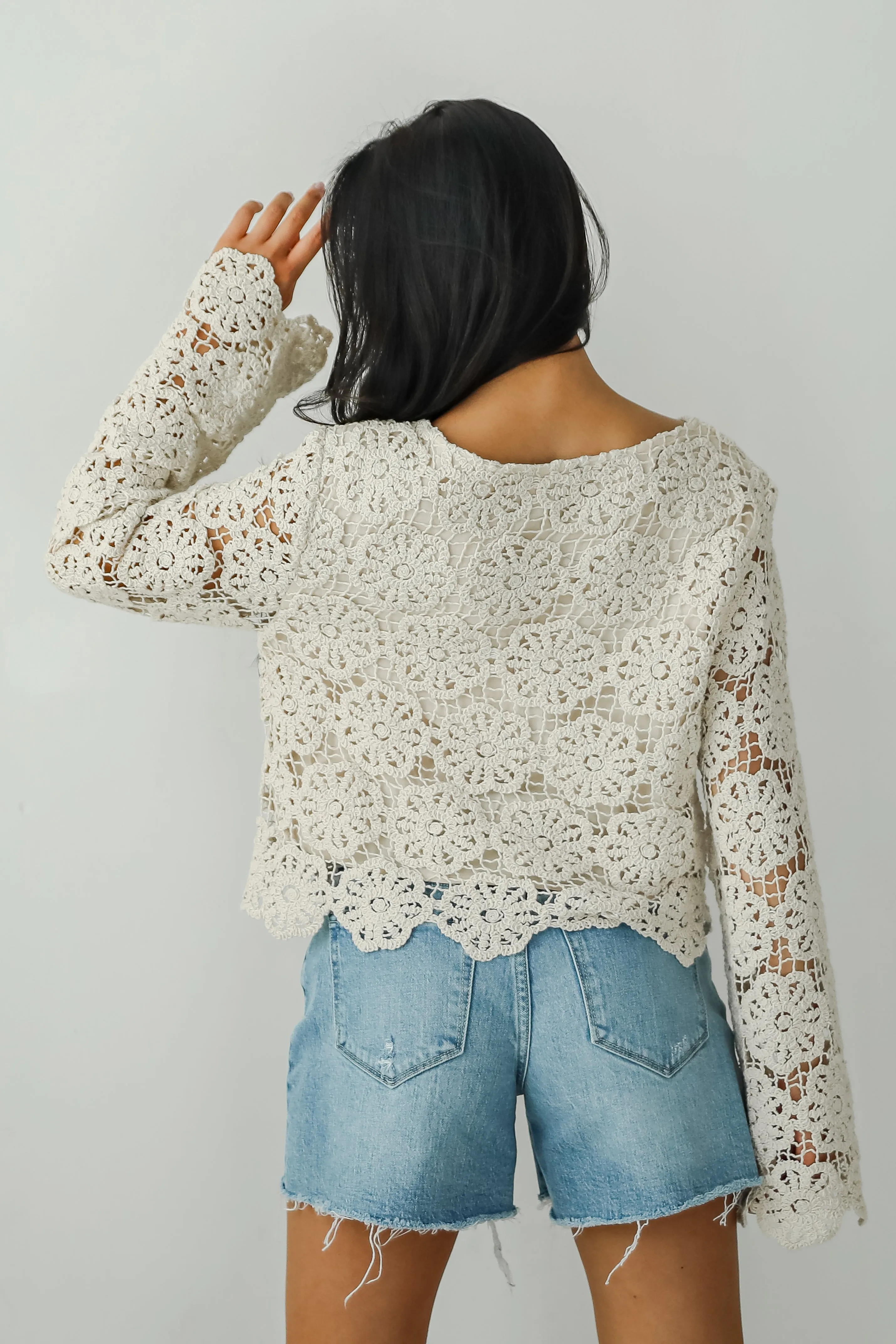 FINAL SALE - Captivating Grace Oatmeal Crochet Top