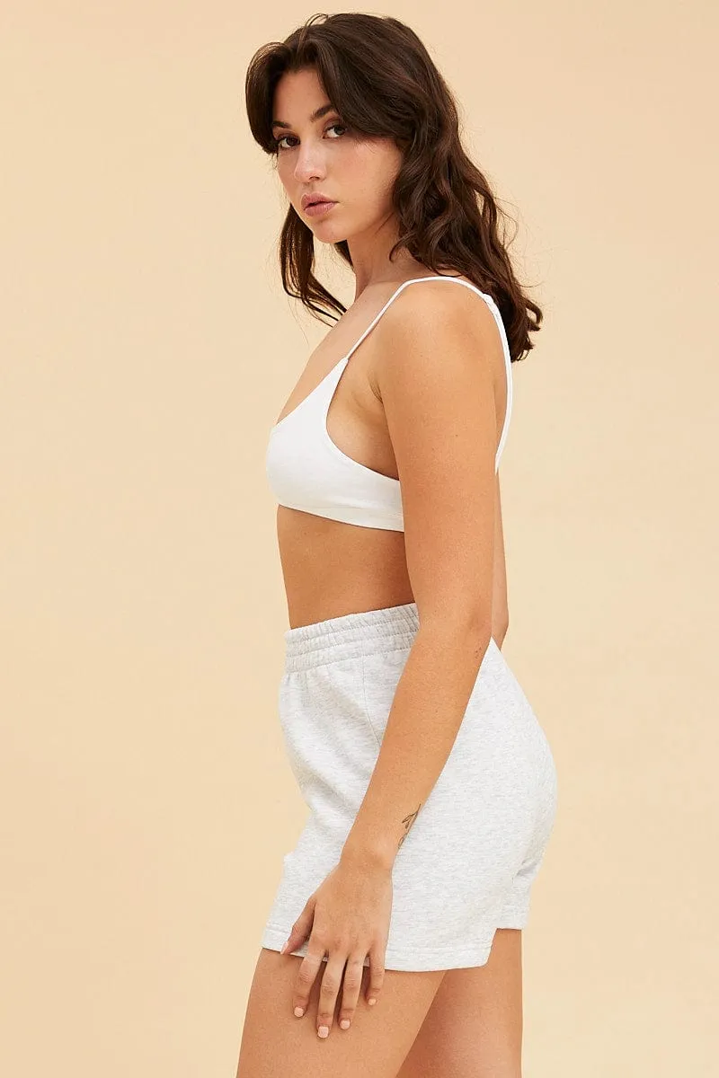 Grey Lounge Shorts Cotton Fleece Relaxed Fit