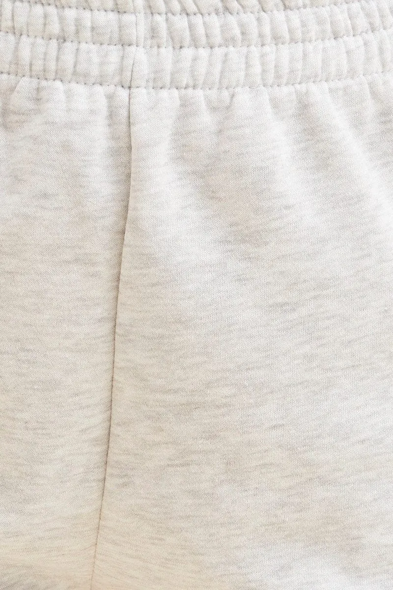 Grey Lounge Shorts Cotton Fleece Relaxed Fit