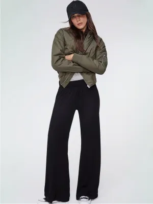 LENZING™ ECOVERO™ Jersey Wide Leg Palazzo Trousers | Caviar Black