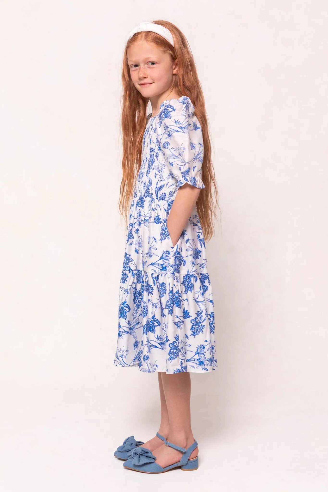 Mini Madeline Dress in Indigo Floral