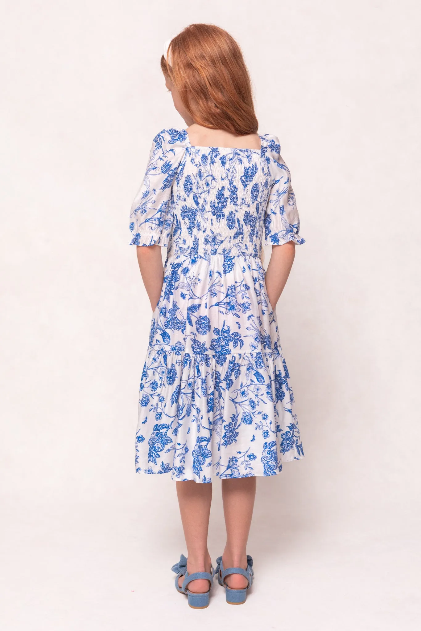 Mini Madeline Dress in Indigo Floral