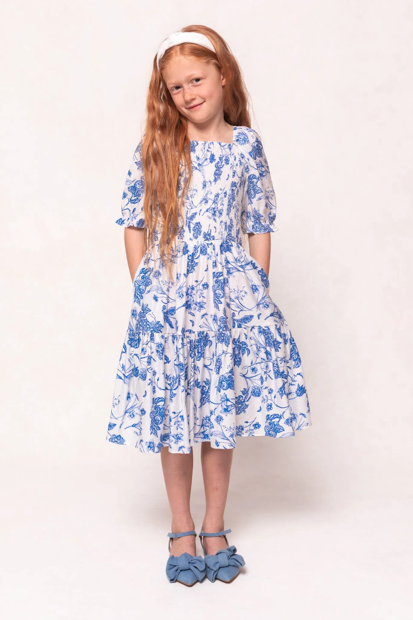 Mini Madeline Dress in Indigo Floral