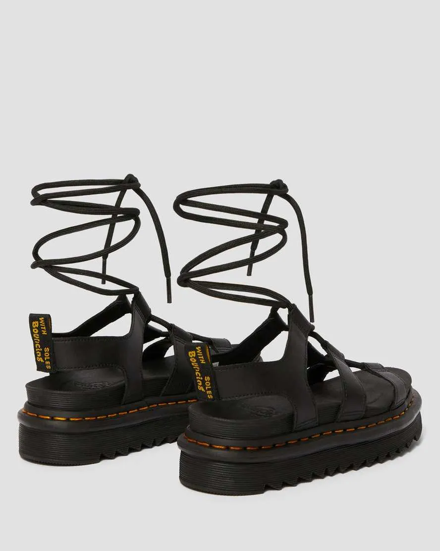 Nartilla Women's Leather Gladiator Sandals Black