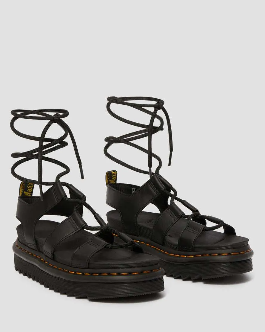 Nartilla Women's Leather Gladiator Sandals Black