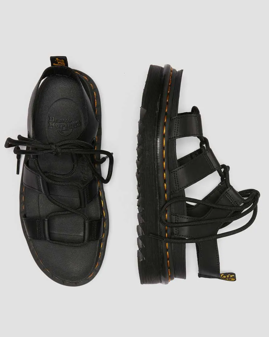 Nartilla Women's Leather Gladiator Sandals Black