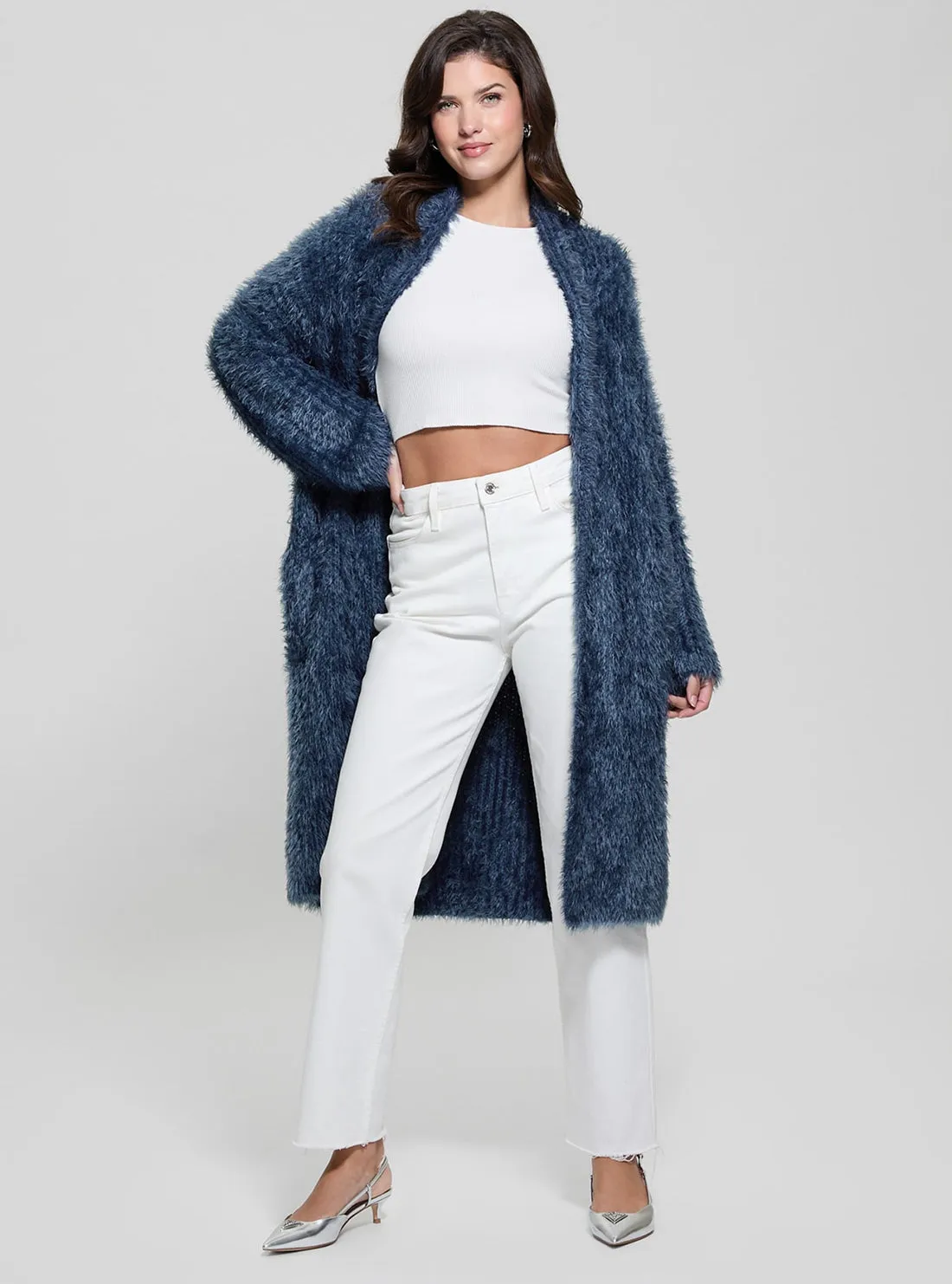 Navy Nori Midi Feather Cardigan