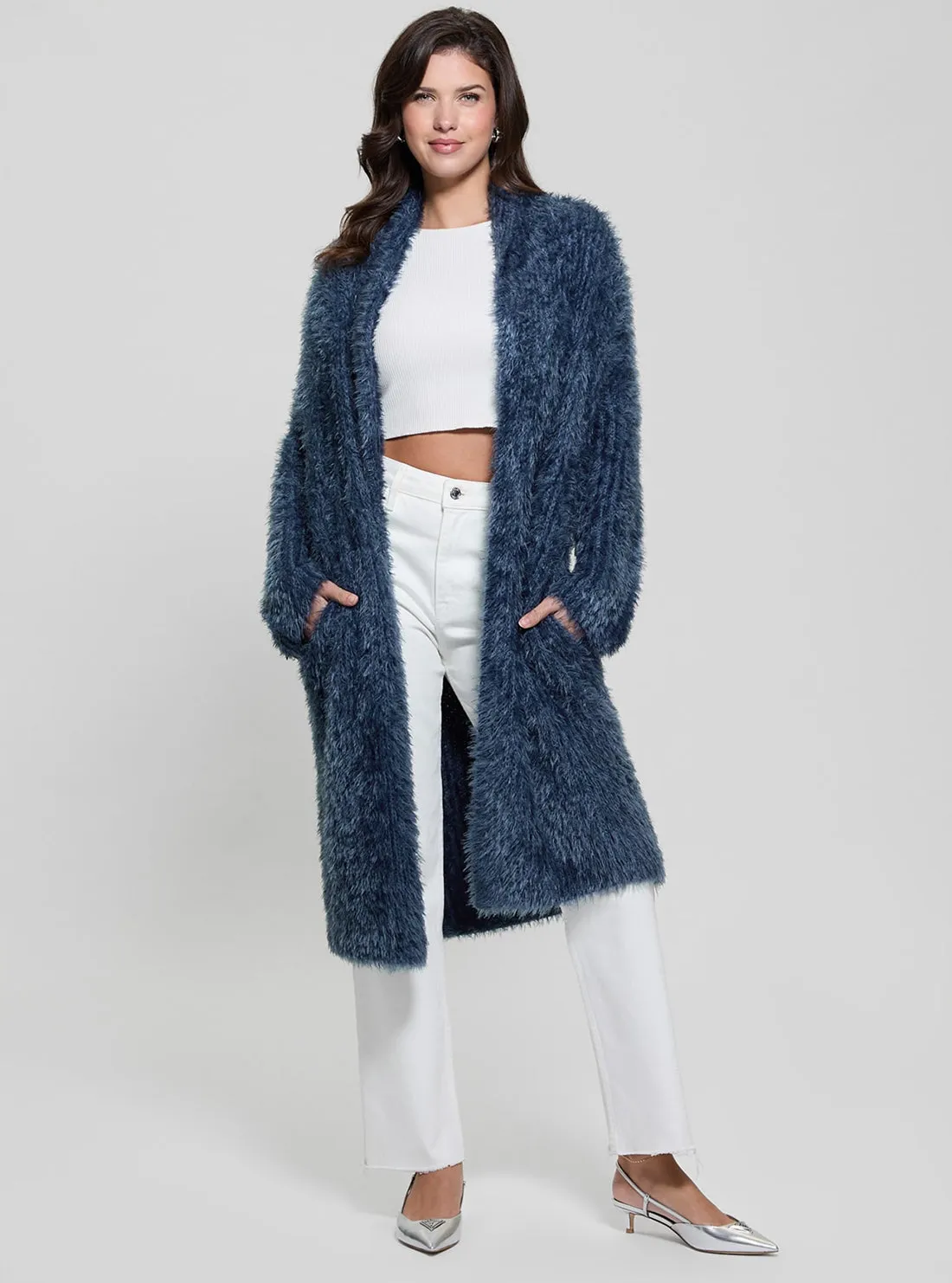 Navy Nori Midi Feather Cardigan