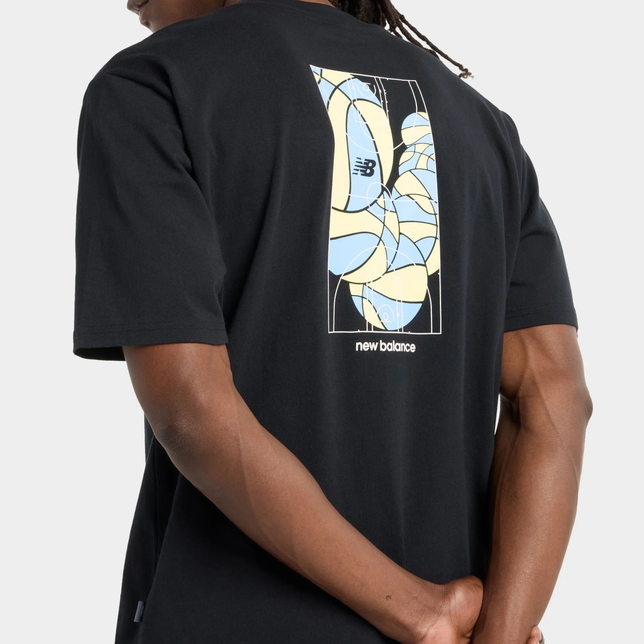 New Balance Hoops Mosaic Court Graphic T-Shirt / Black
