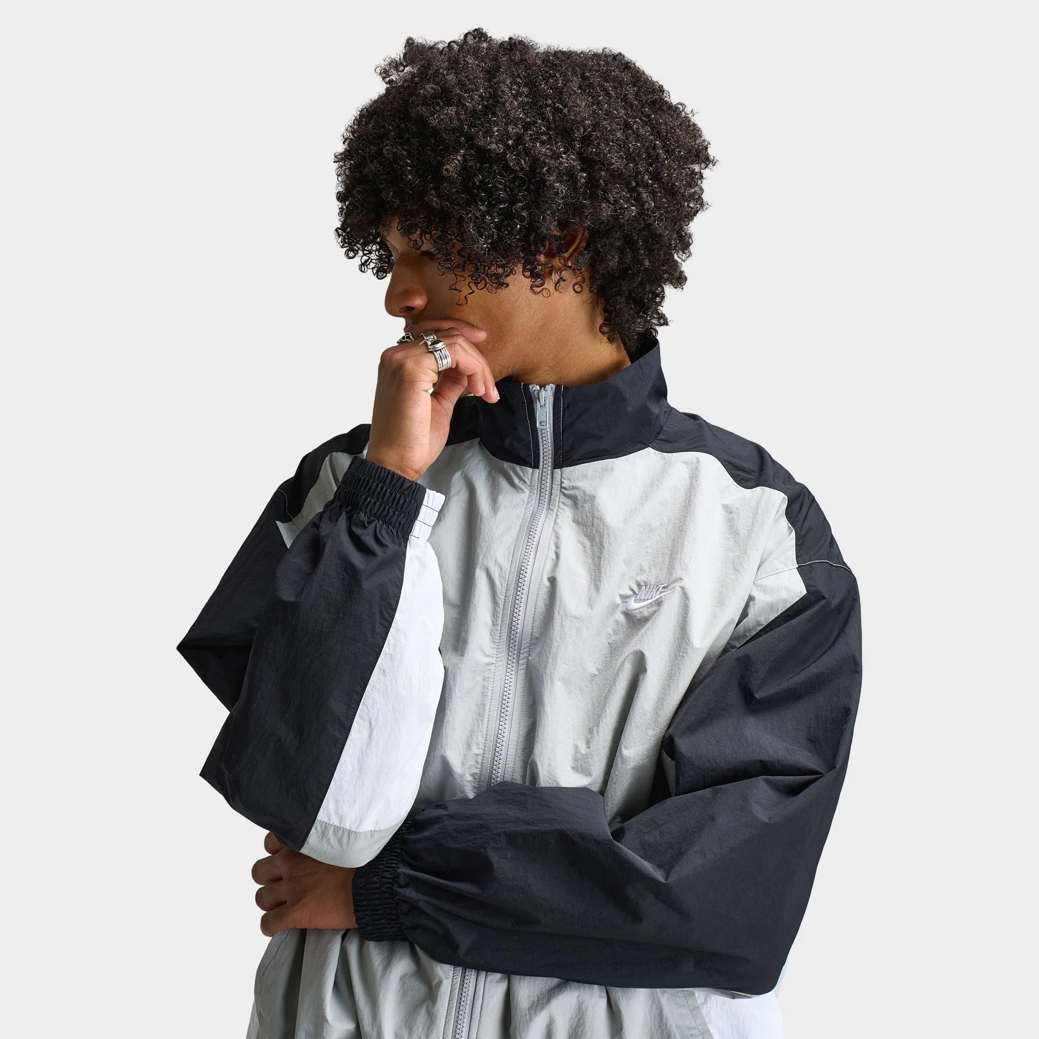 Nike Club Woven Track Jacket OS Lt Smoke Grey / Black - White