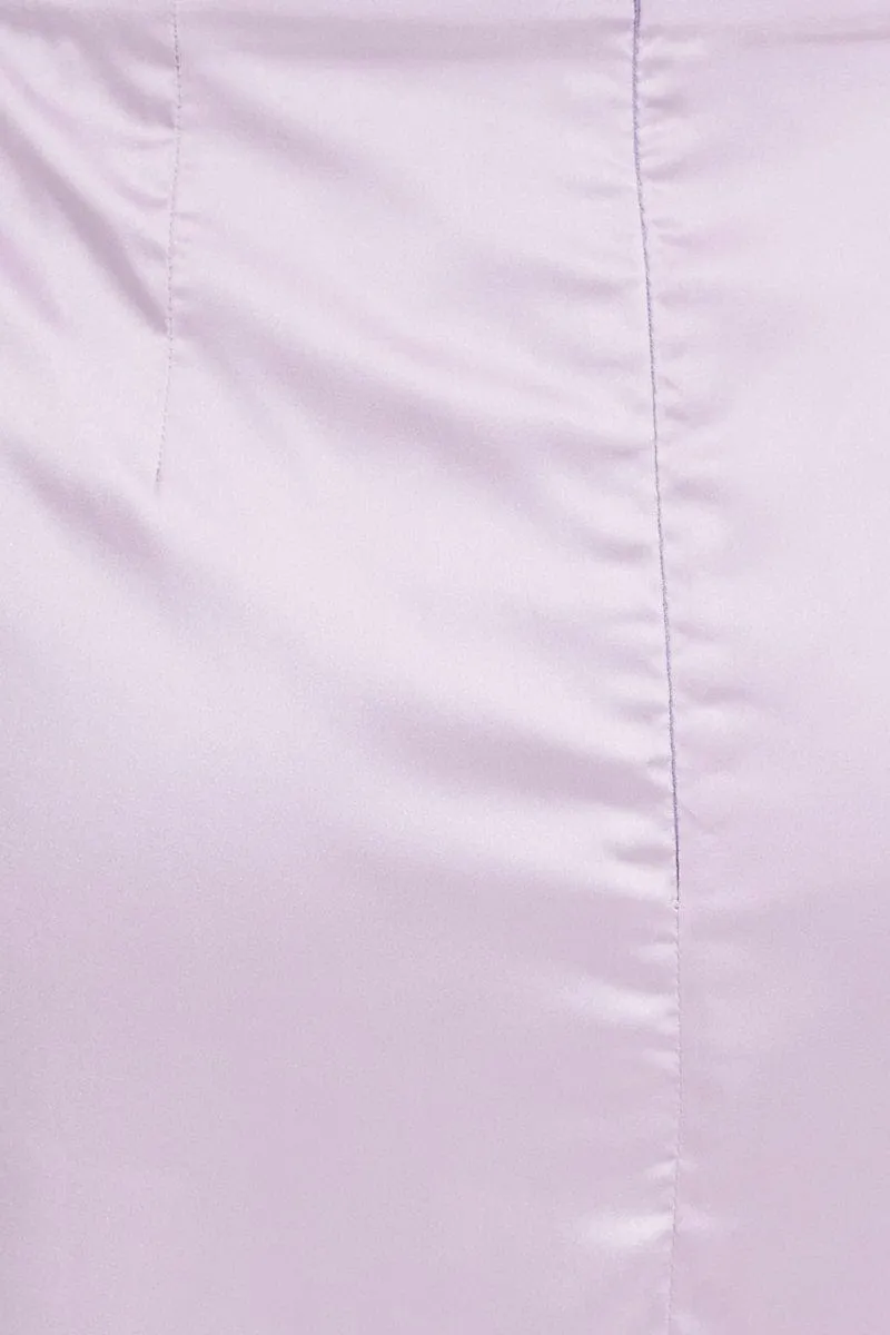 Purple Mini Skirt High Rise Satin