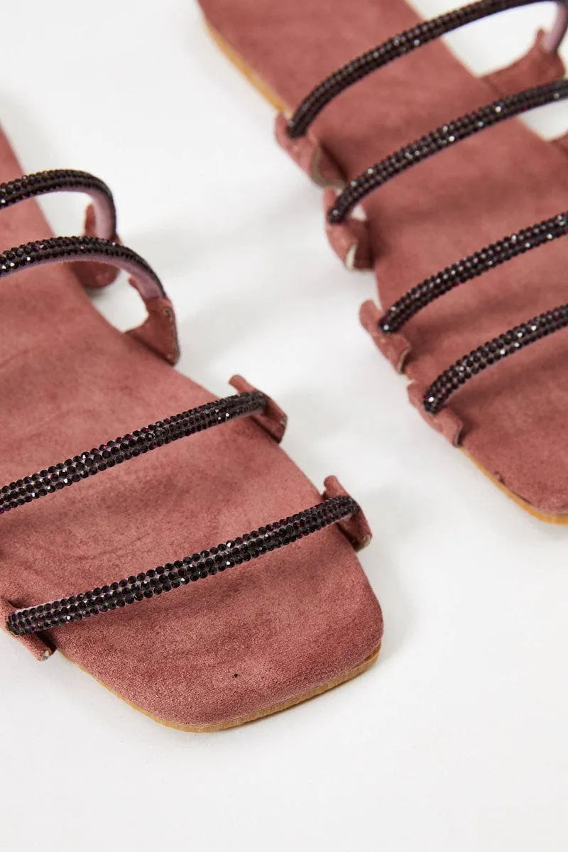 Purple Strappy Flat Slides