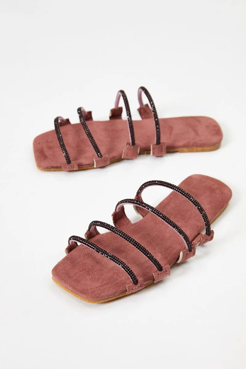 Purple Strappy Flat Slides