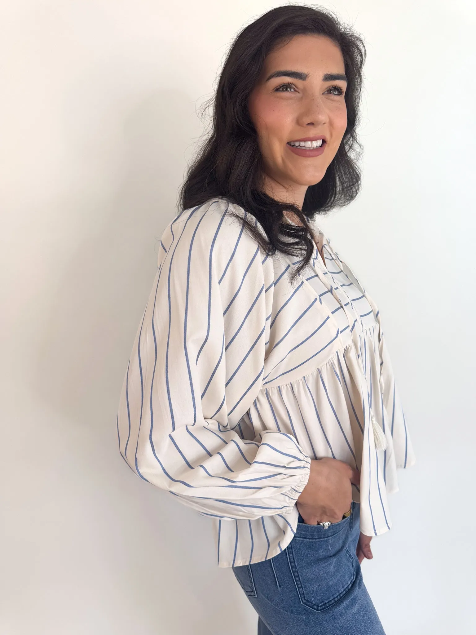 Rachel Blue Stripe Blouse