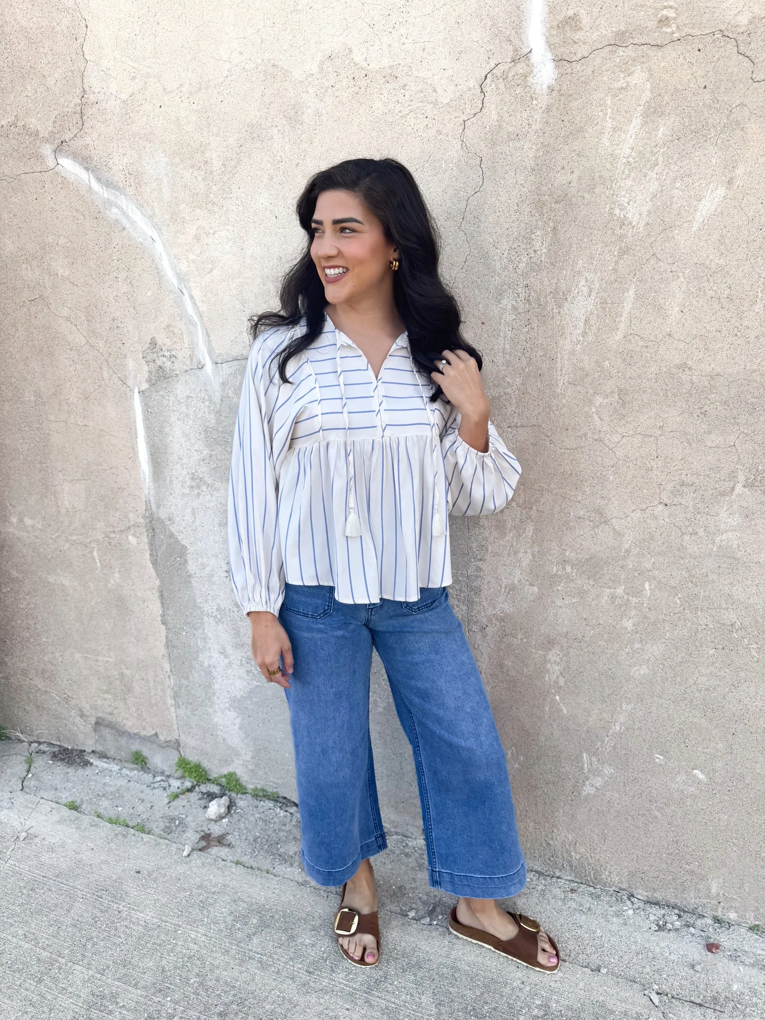 Rachel Blue Stripe Blouse