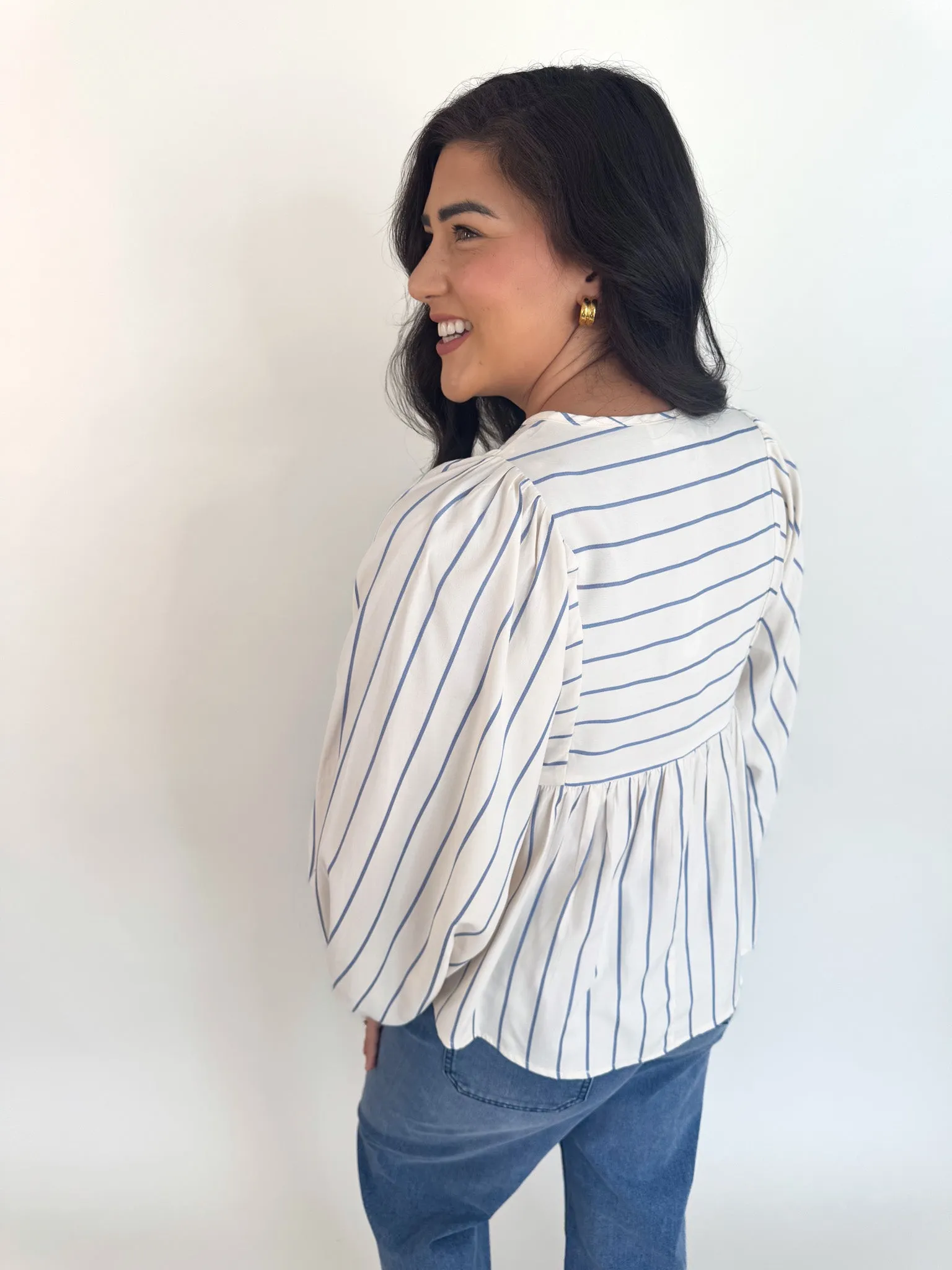 Rachel Blue Stripe Blouse