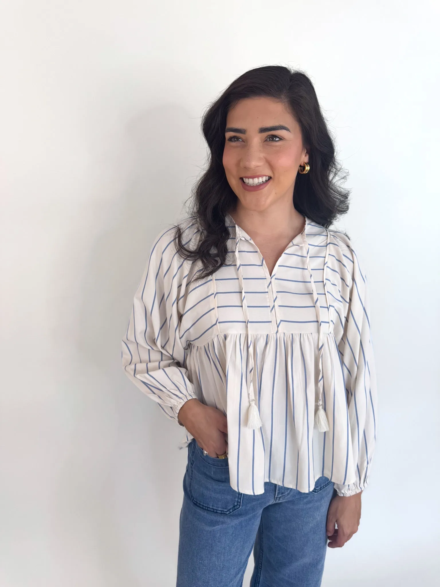 Rachel Blue Stripe Blouse