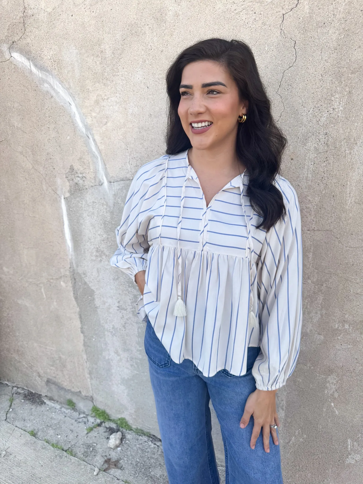 Rachel Blue Stripe Blouse