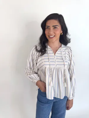 Rachel Blue Stripe Blouse