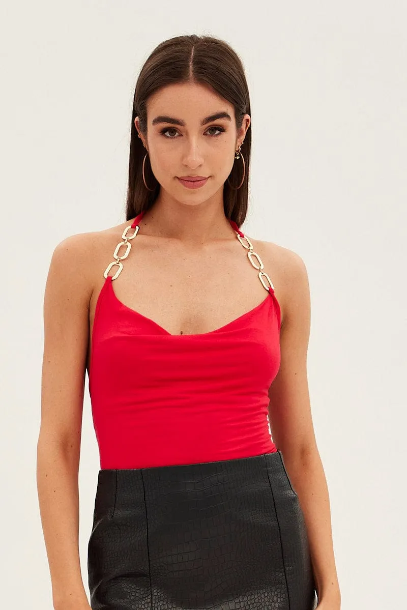 Red Halter Top Jersey