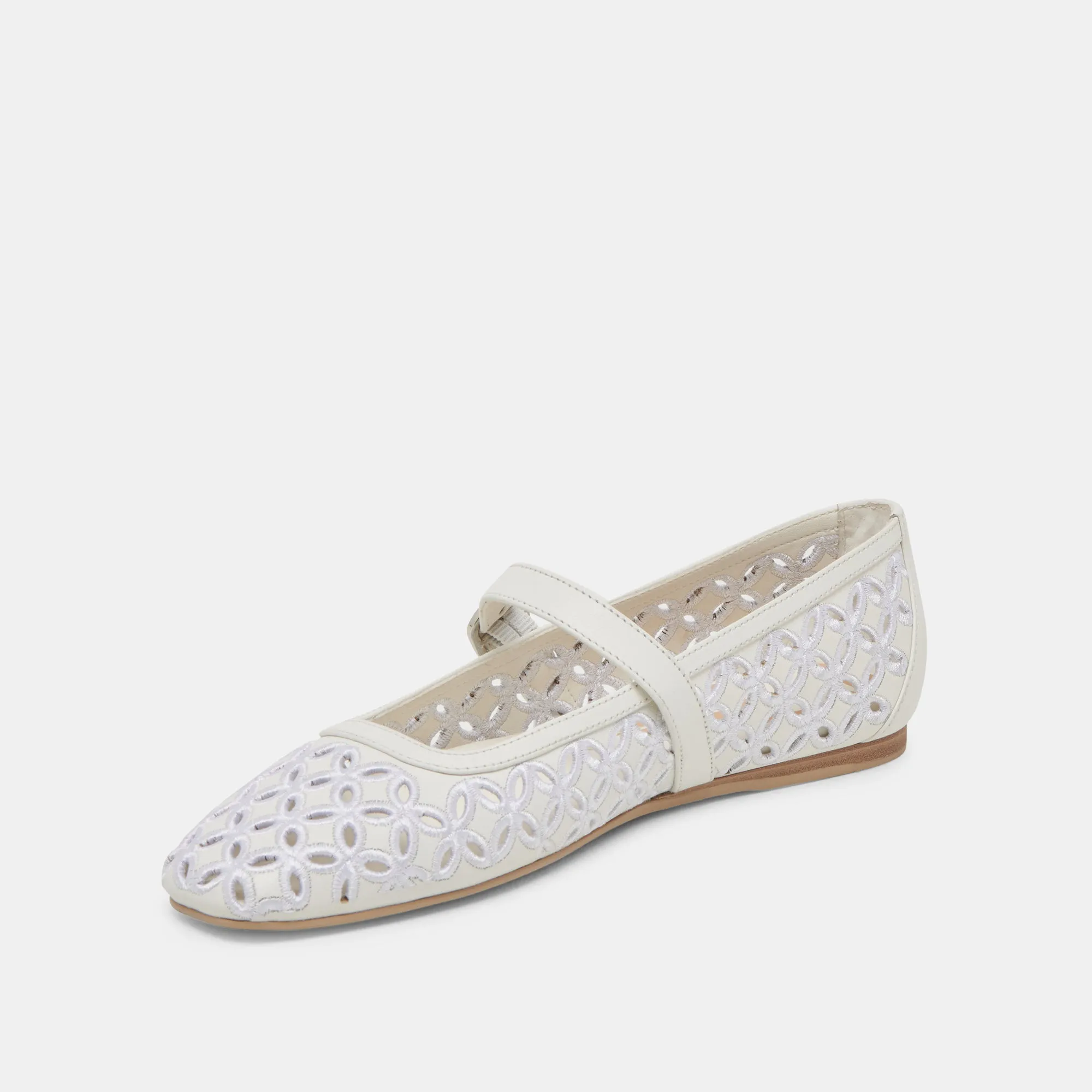 RODNI EYELET PERF BALLET FLATS TRUE WHITE LEATHER