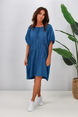 Shine On Label Essex Tie Detail Dress Blue