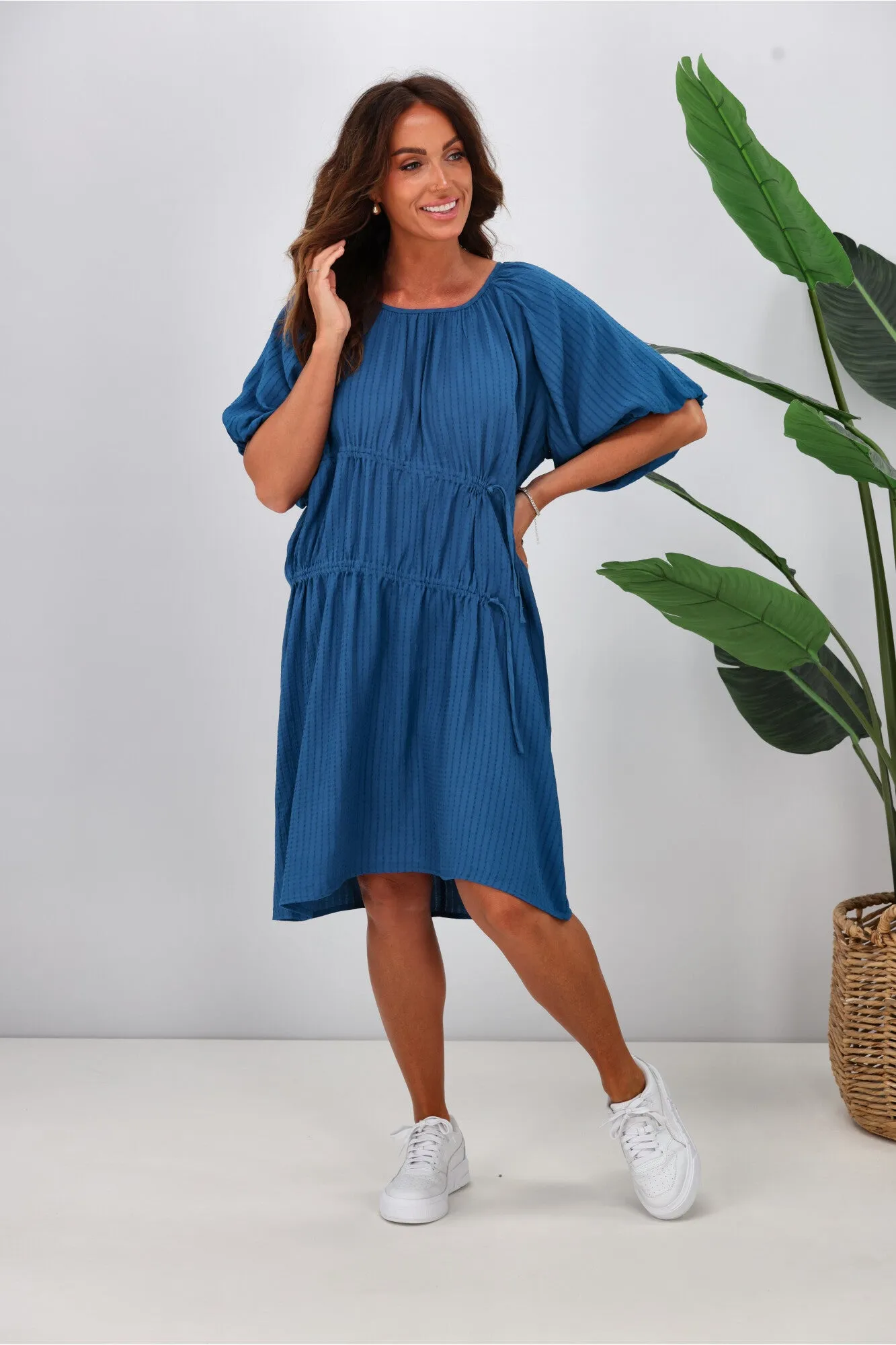 Shine On Label Essex Tie Detail Dress Blue