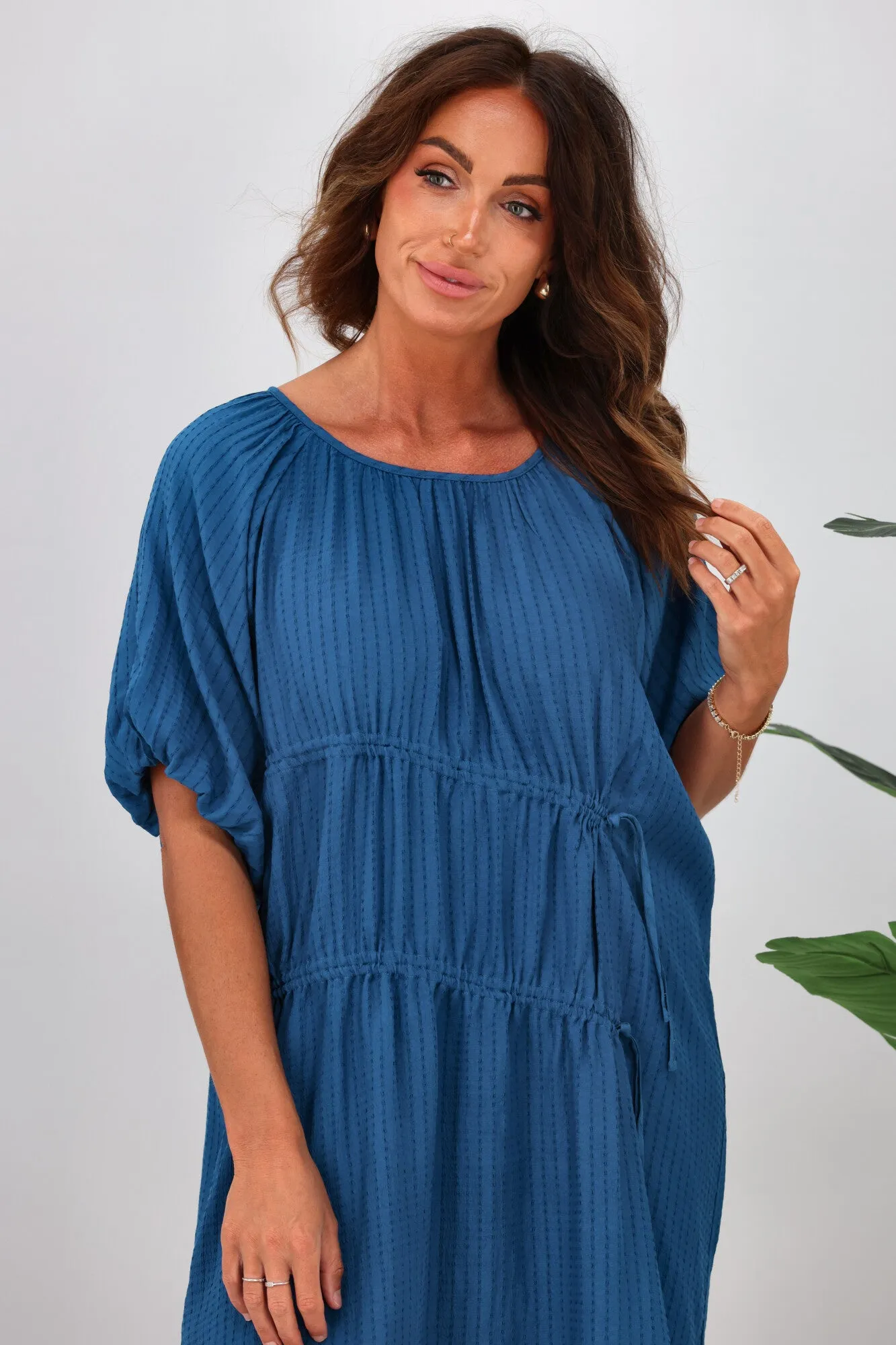 Shine On Label Essex Tie Detail Dress Blue