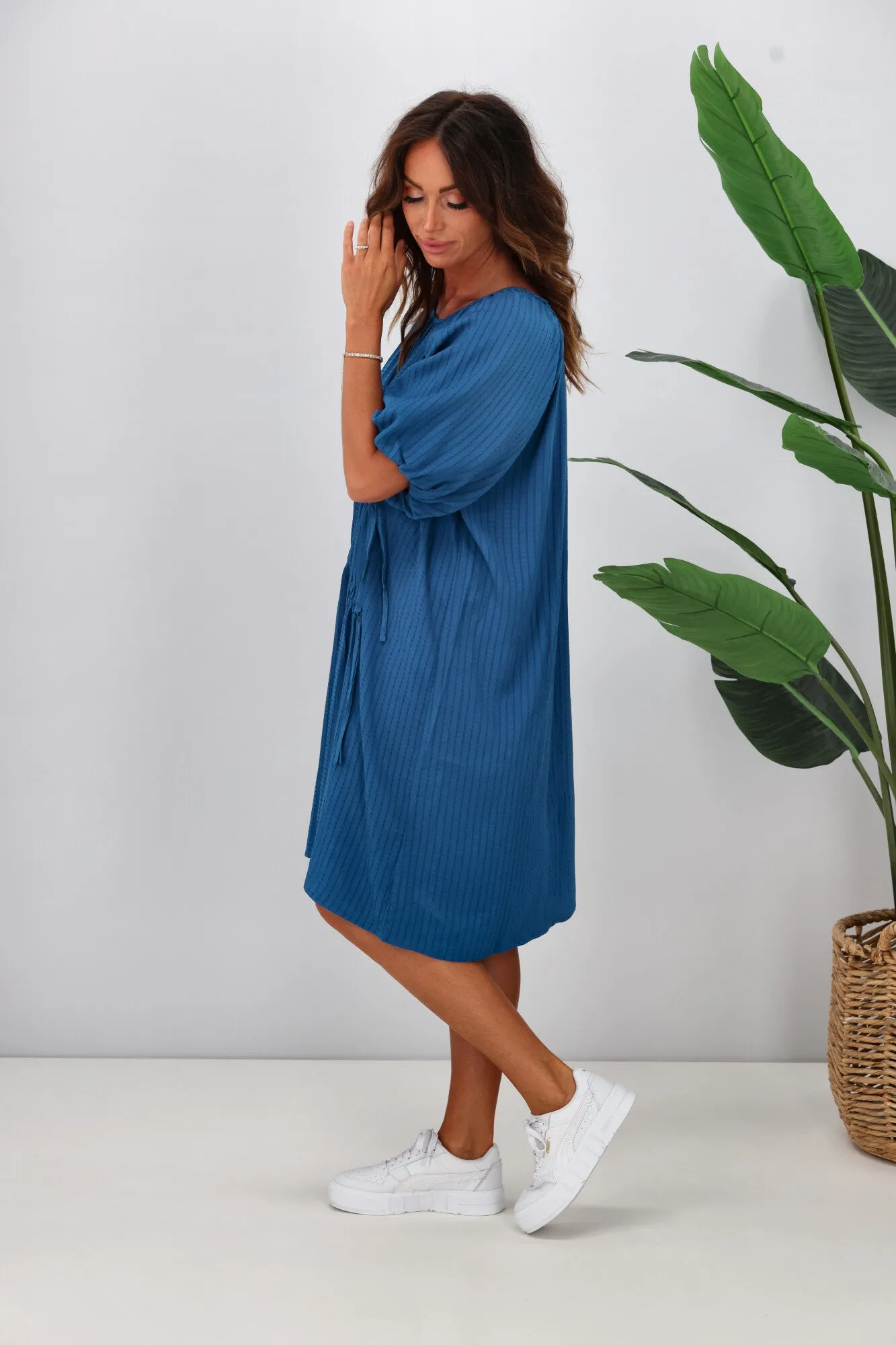 Shine On Label Essex Tie Detail Dress Blue