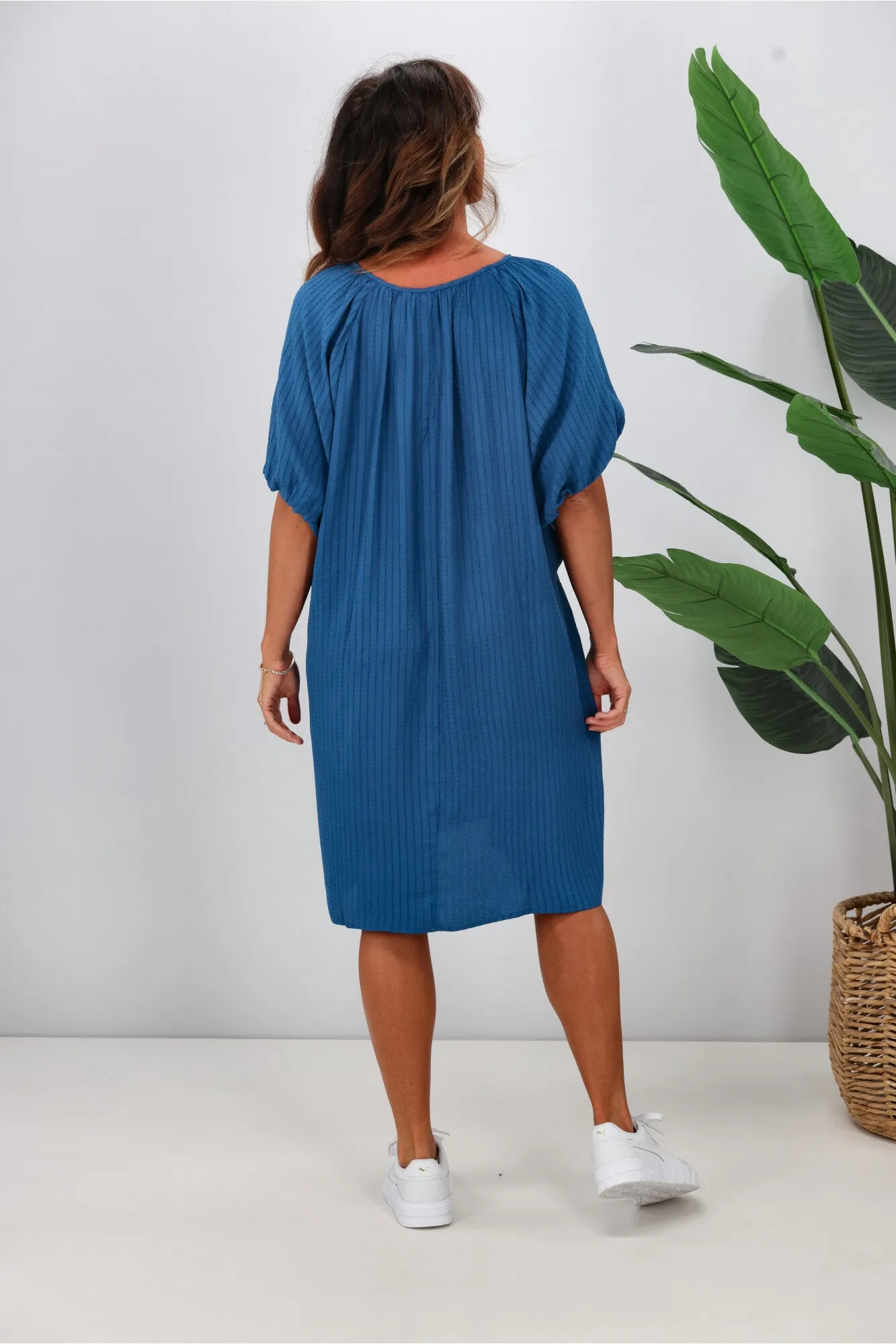 Shine On Label Essex Tie Detail Dress Blue
