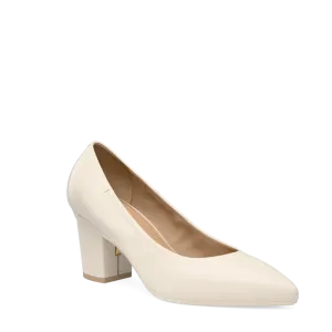 The Pump - Ivory Leather 3 Block