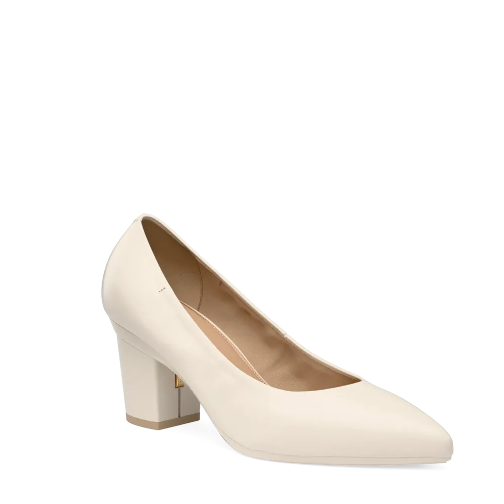 The Pump - Ivory Leather 3 Block