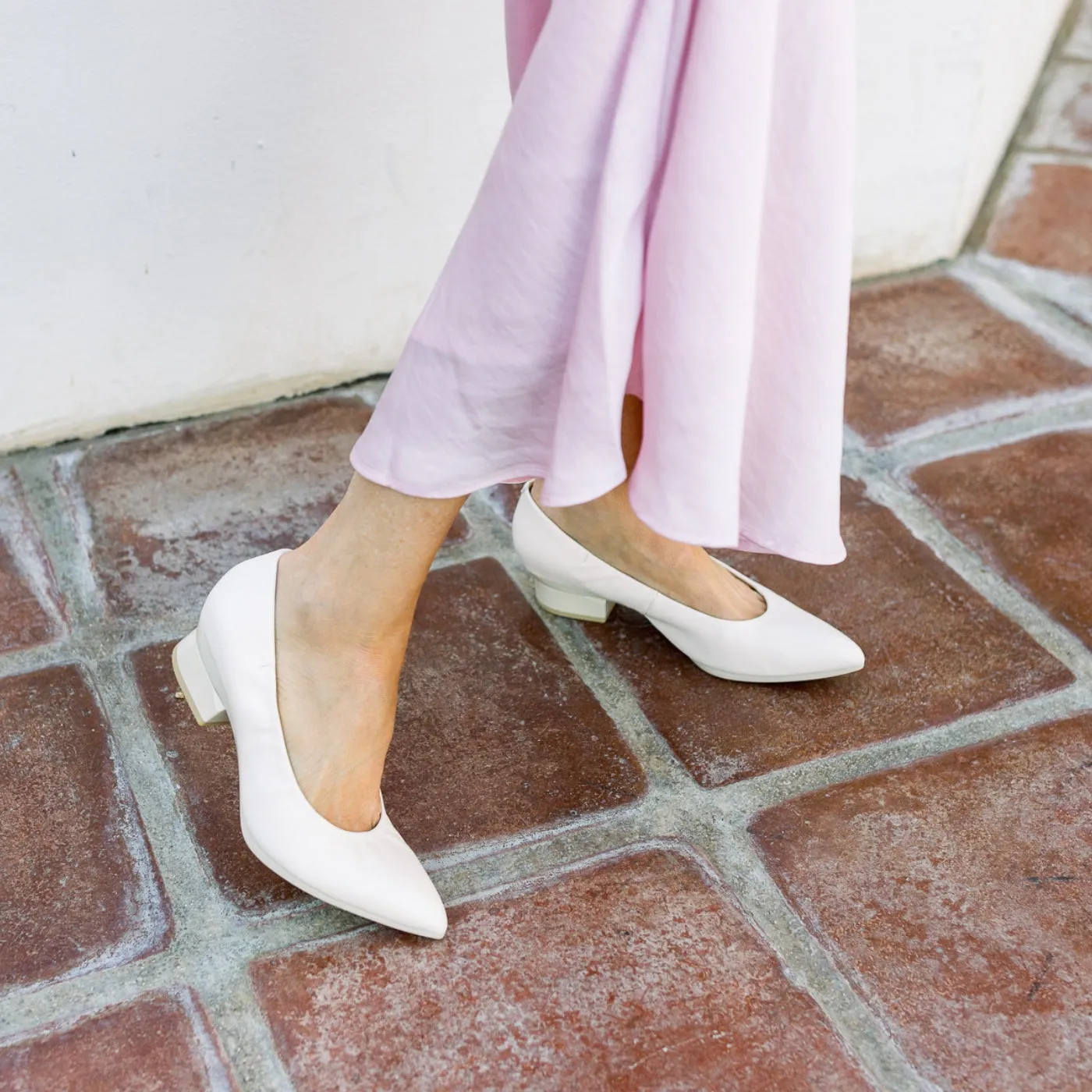The Pump - Ivory Leather 3 Block