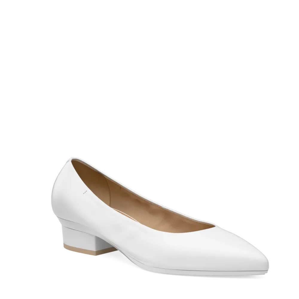 The Pump - White Leather 4 Block