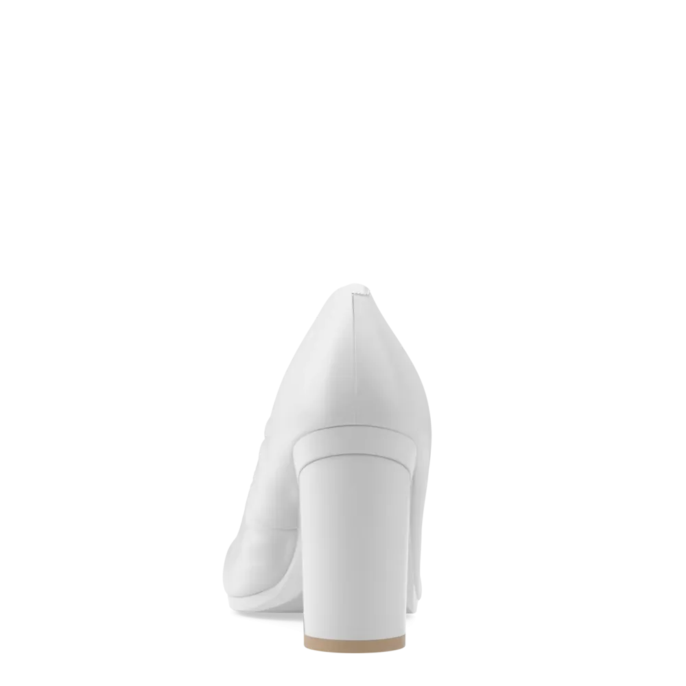 The Pump - White Leather 4 Block